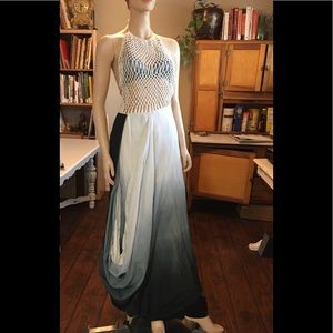 Anthropologie RAGA Crochet Bikini Blue Draped Boho Dress SzM #99